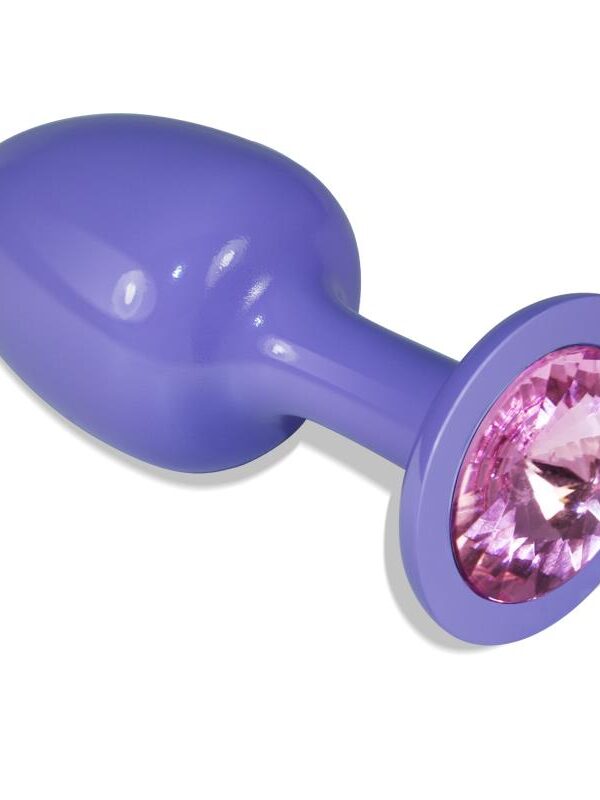 Plug Anal de Metal Púrpura Rosebud con Joya Rosa