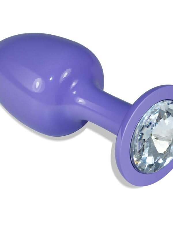 Plug Anal de Metal Púrpura Rosebud con Joya Transparene
