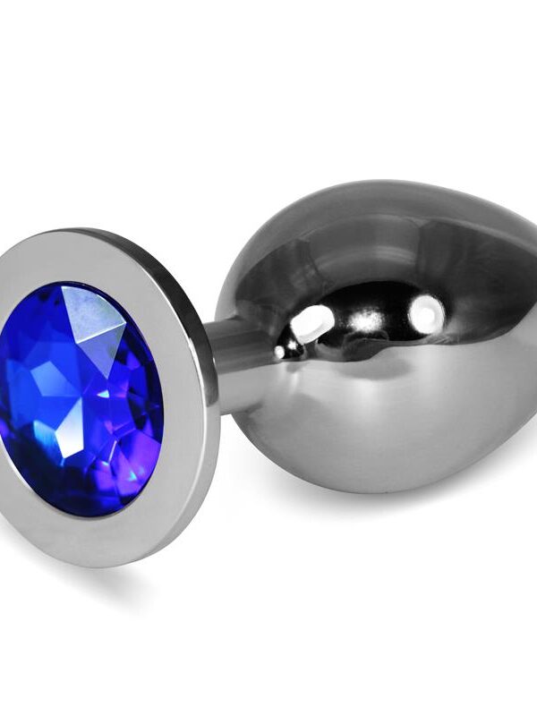 Plug Anal de Metal Rosebud Classic con Joya Azul Oscuro Talla L