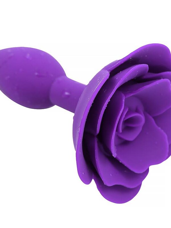 Plug Anal de Silicona con Rosa Púrpura