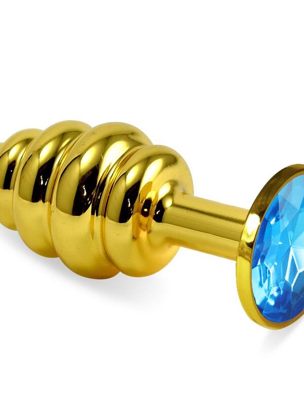 Plug Anal en Espiral Rosebud con Joya Azul