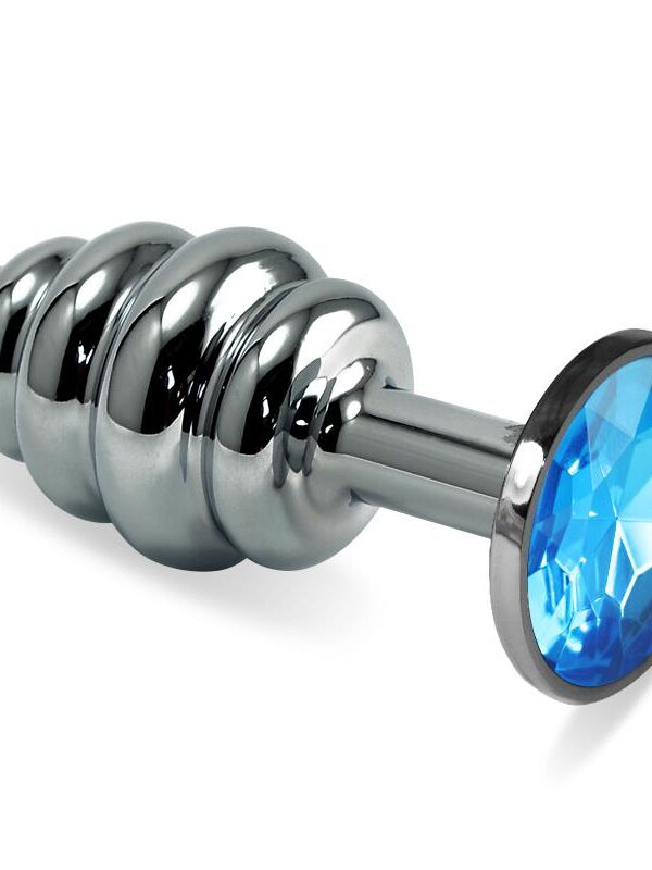 Plug Anal en Espiral Rosebud con Joya Azul