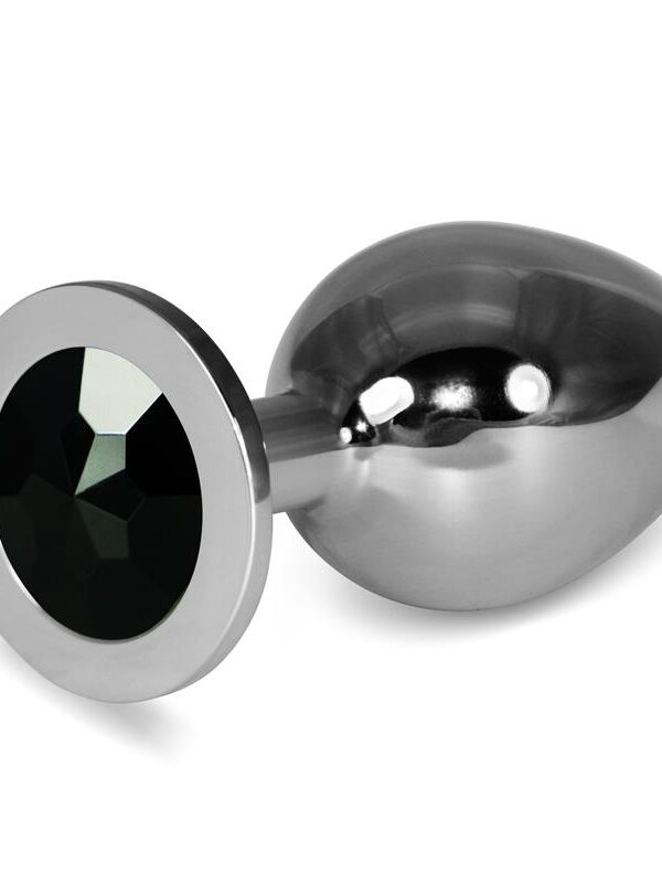 Plug Anal Metal RoseBud Classic con Joya Negro Talla L