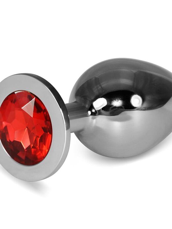 Plug Anal Metal RoseBud Classic con Joya Rojo Talla L
