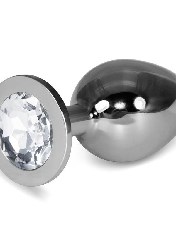 Plug Anal Metal RoseBud Classic con Joya Transparente Talla L