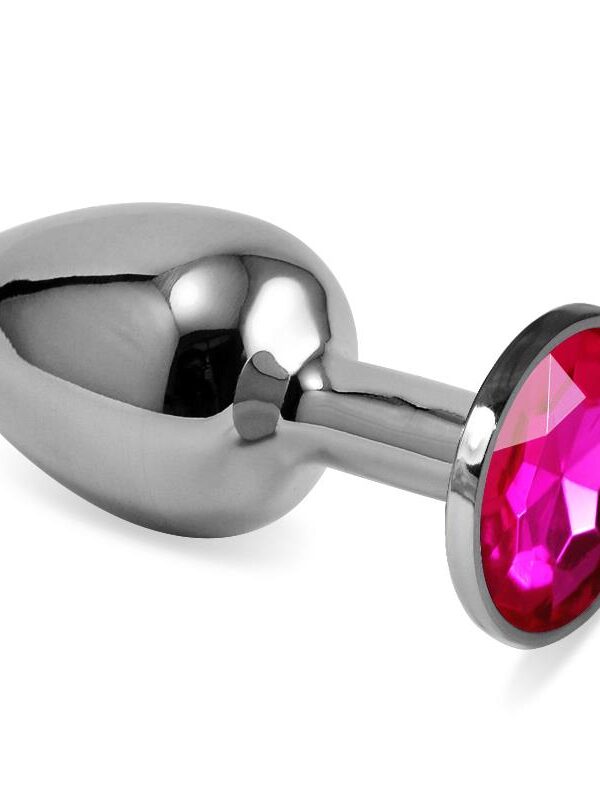 Plug Anal Plateado Rosebud Classic con Joya Fuchsia Talla S
