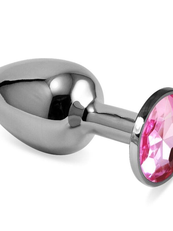 Plug Anal Plateado Rosebud Classic con Joya Rosa Talla S