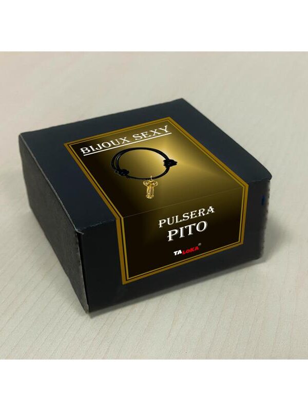 Pulsera en forma de pene de color dorado.