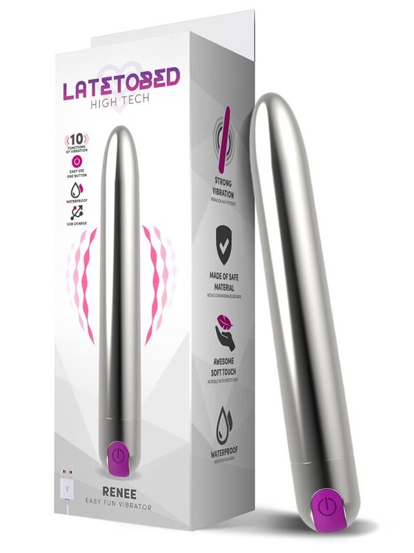 Renee Vibrador 10 Funciones 18,5 cm USB Plata