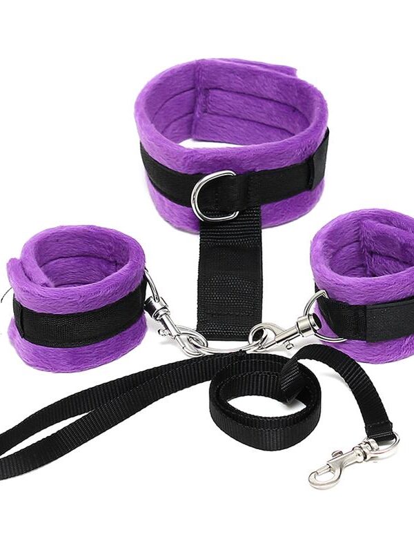 Collar y Esposas  Desmontable Púrpura Ajustable