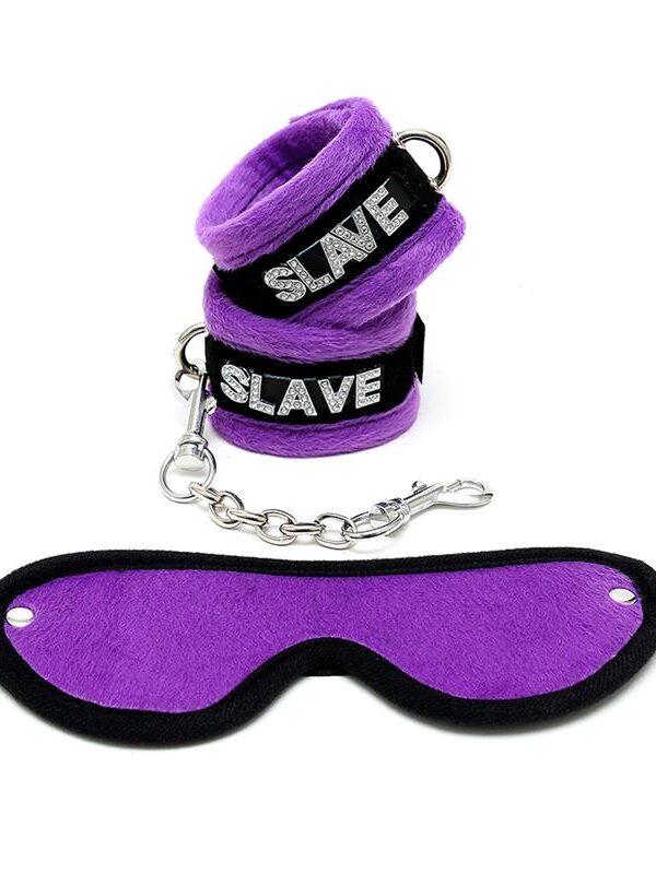 Rimba Bondage Play Esposas y Antifaz Color Púrpura