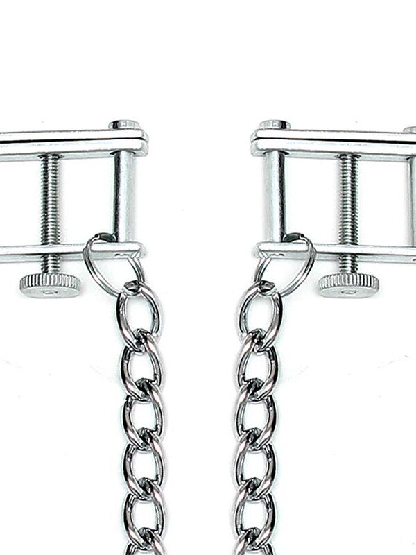 Rimba Bondage Play Pinzas para Pezones Con Cadena- Ajustable