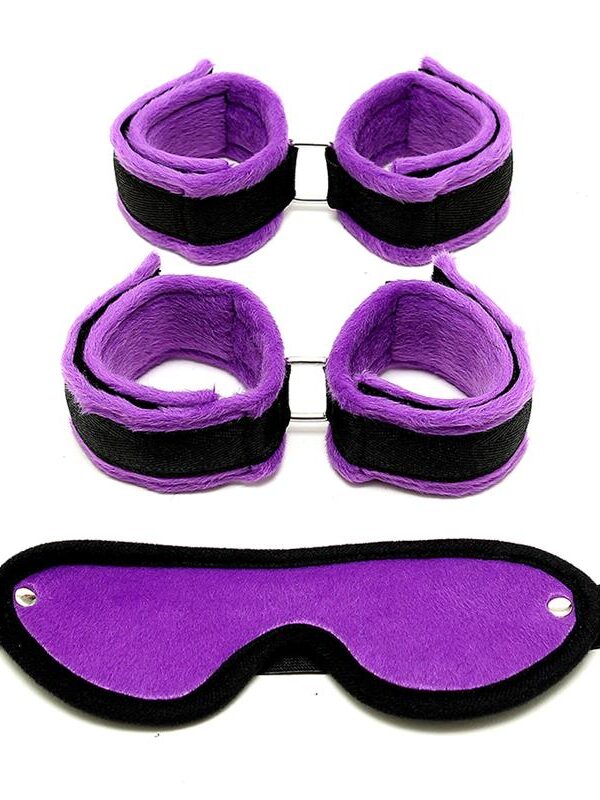 Rimba Bondage Play Set de Esposas para Tobillo y Muñecas Color Púrpura