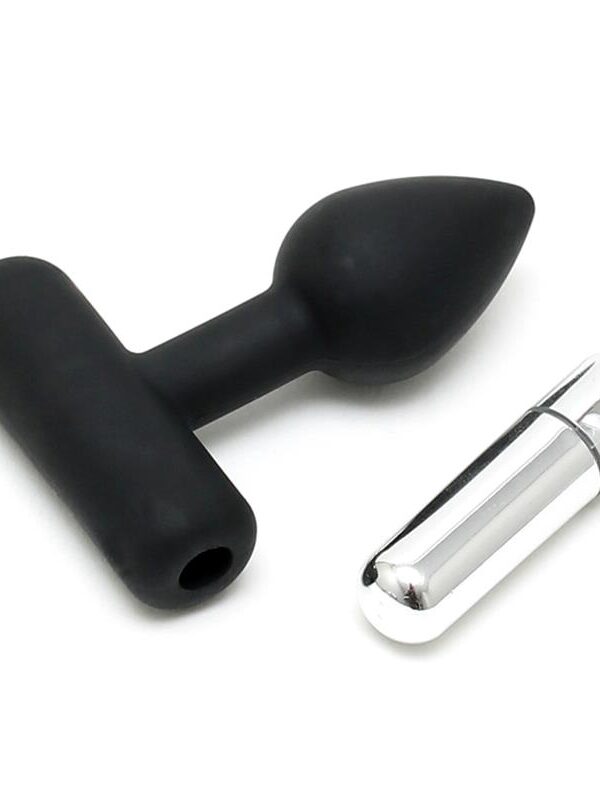 Rimba Latex Play Plug Anal con Bala Vibradora Color Negro