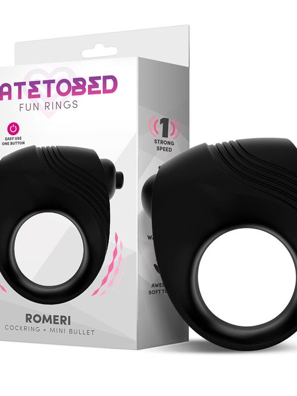 Romeri Anillo + Bala Vibradora Silicona Negro