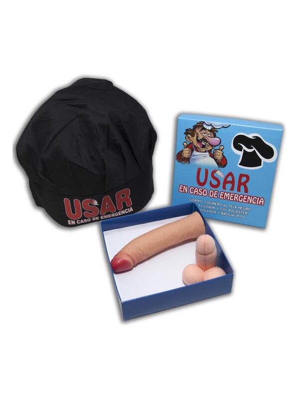 Set Caja Gorro Cocinero, Broche y Estimulador