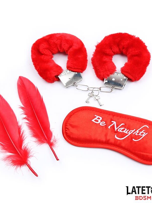 Set de 3 Piezas Antifaz, Plumas y Esposas