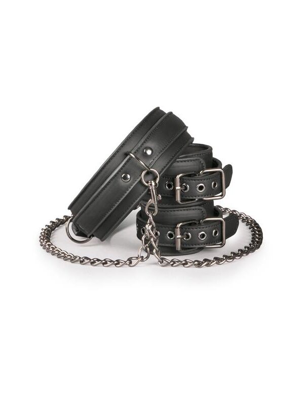 Set de Ligaduras Collar y Esposas Negro