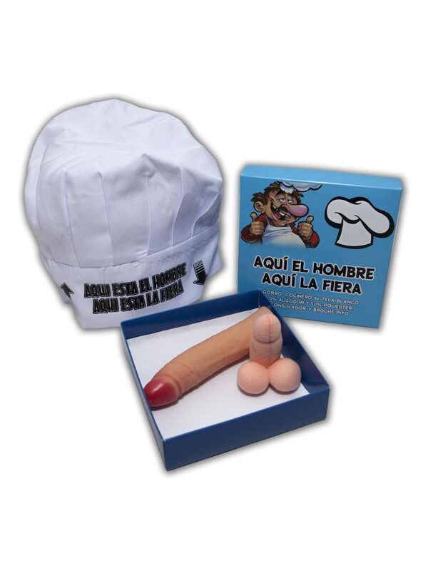 Set Gorro de Cocinero, Broche y Estimulador