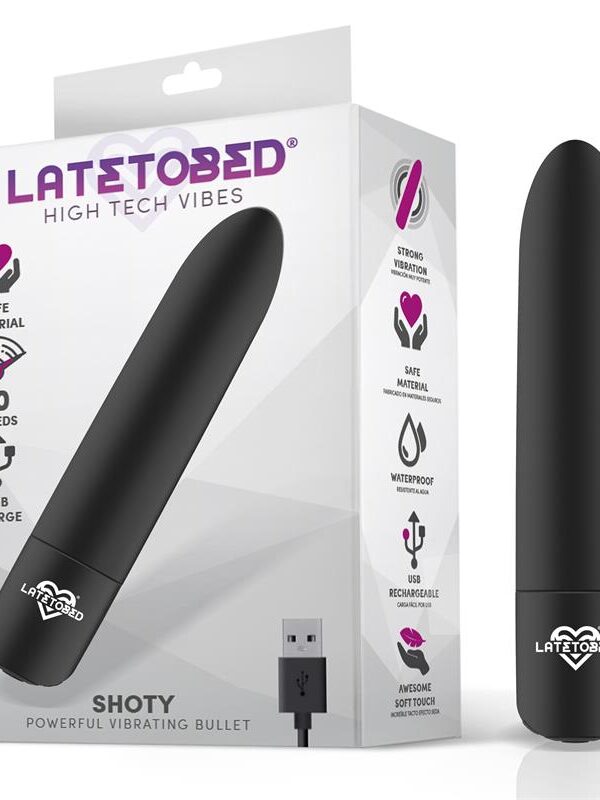 Shoty Bala Vibradora USB 10 Velocidades Potente Motor Negro