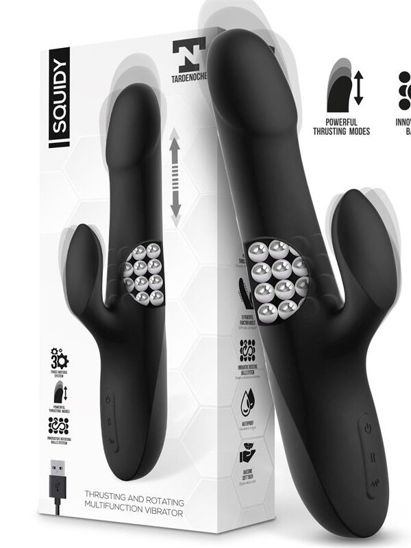 Squidy Vibrador Función de Movimiento Up and Down y Bolas Rotadoras USB Silicona