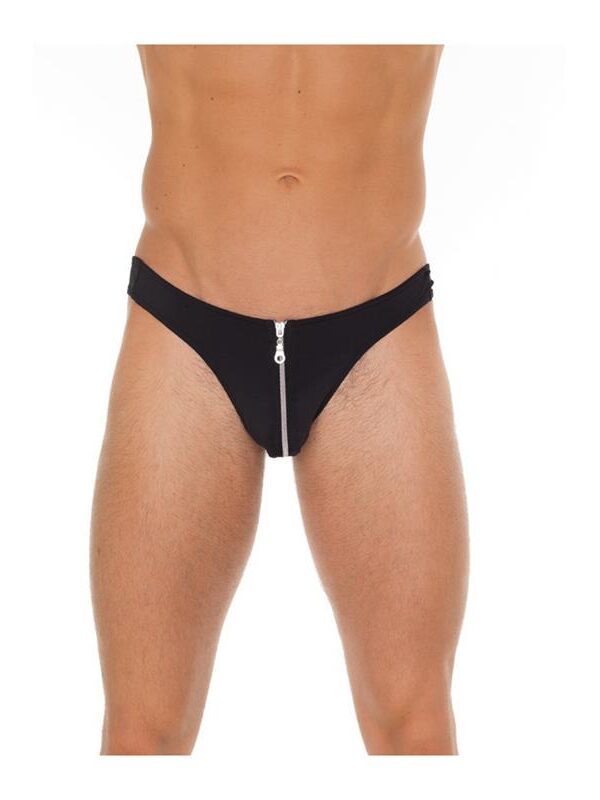 Tanga con Cremallera Negro Talla Unica