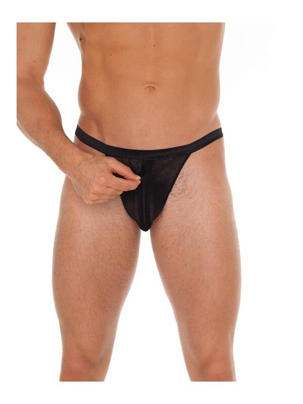Tanga con Cremallera Negro Talla Única