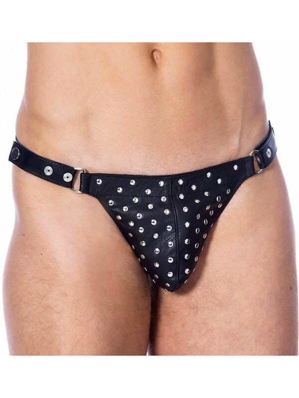 Tanga de Cuero Ajustable con Tachuelas