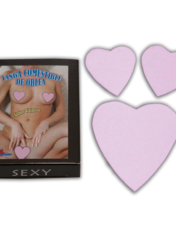 Tanga de Oblea y Pezonera Color Rosa Sabor Fresa