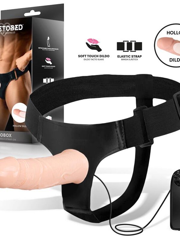Wobox Arnés con Dildo Hueco Desmontable, Vibración y Control Remoto