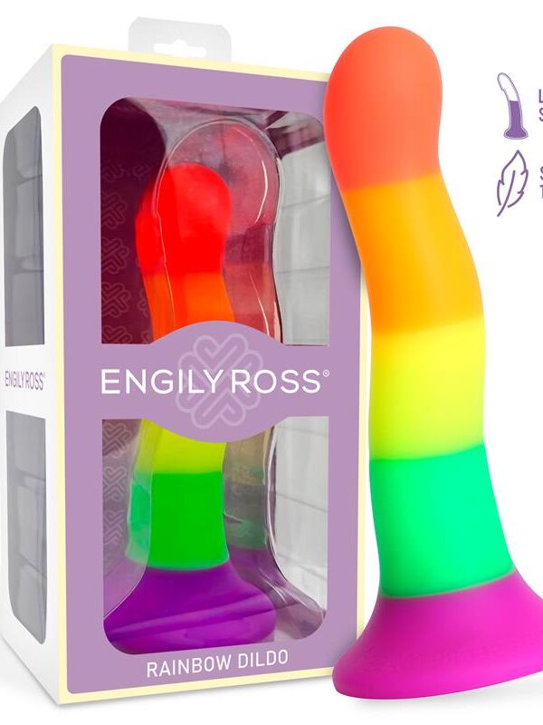Dildo Silicona Líquida Color Arcoiris 18 cm