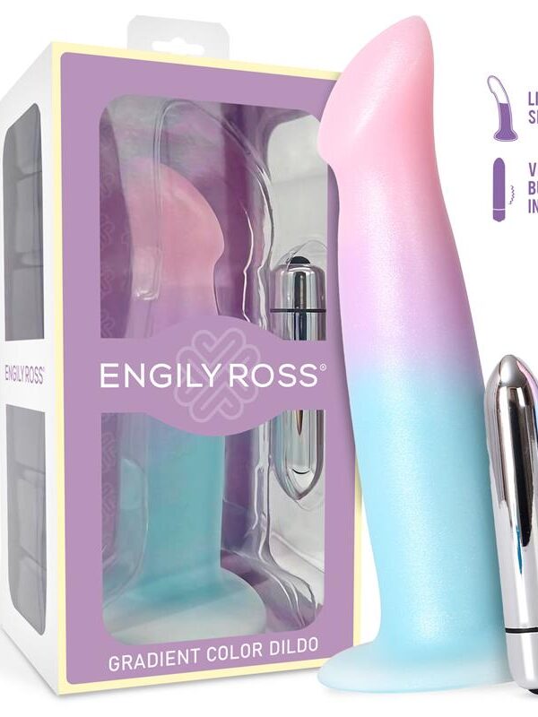 Dildo con Vibración Silicona Líquida Color Degradado y Ventosa 17 cm