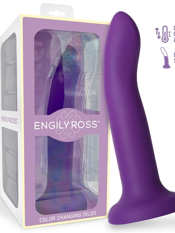 Dildo que Cambia de Color Púpura a Rosa Talla L Silicona Líquida 21 cm