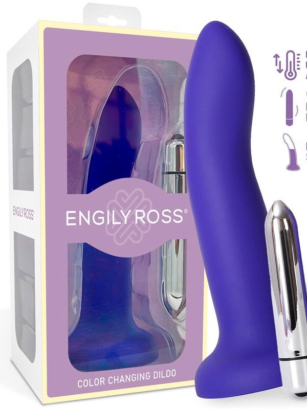 Dildo que Cambia de Color Púrpura a Rosa Talla S Silicona Líquida 14 cm