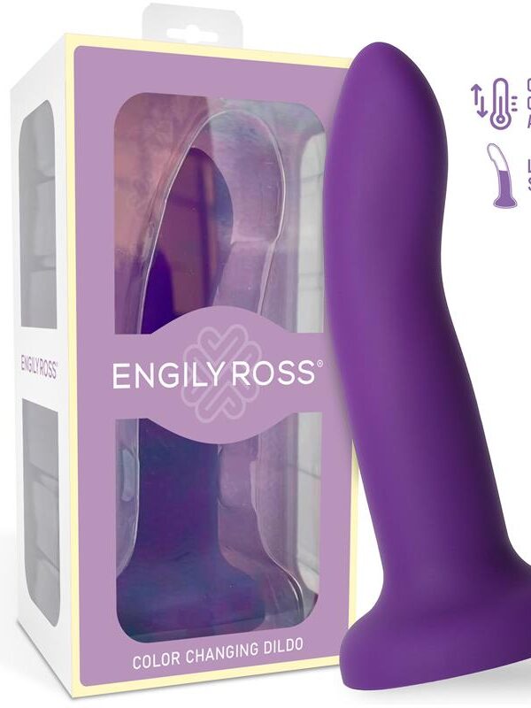 Dildo que Cambia de Color Púrpura a Rosa Talla S Silicona Líquida 14 cm