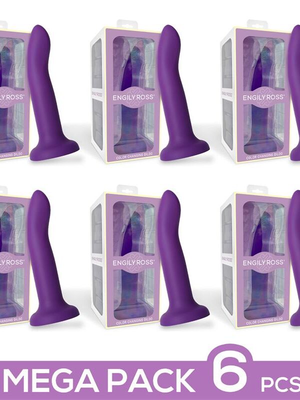 Pack 6 Dildo que Cambia de Color de Púrpura a Rosa Talla L 21 cm