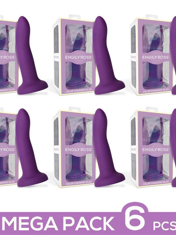 Pack 6 Dildo que Cambia de Color de Púrpura a Rosa Talla M 17 cm
