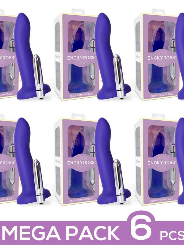 Pack 6 Dildo que Cambia de Color de Púrpura a Rosa Talla S 14 cm