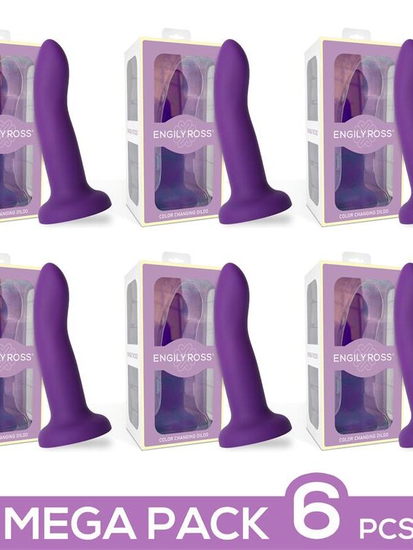 Pack 6 Dildo que Cambia de Color de Púrpura a Rosa Talla S 14 cm