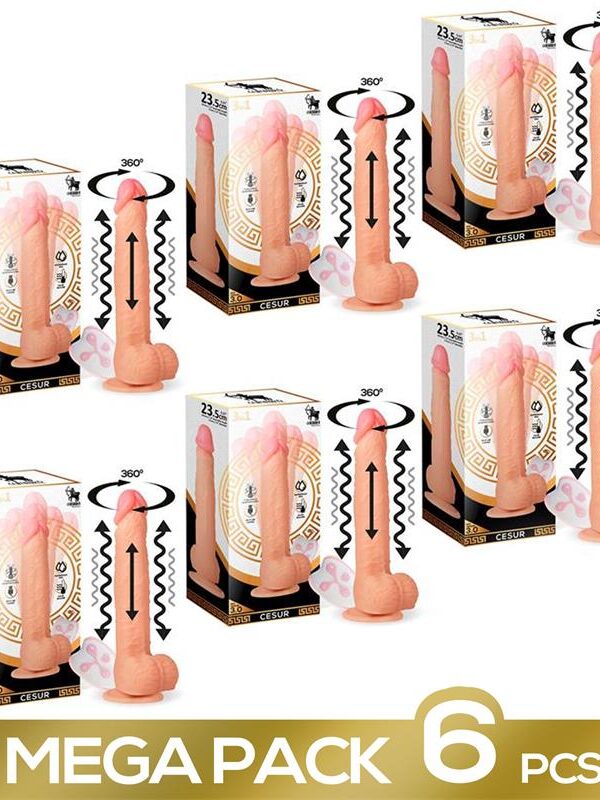 Pack 5+1 Cesur 3.0 Dildo Realista con Vibración, Movimiento Ondulante 360º y Teléscopico