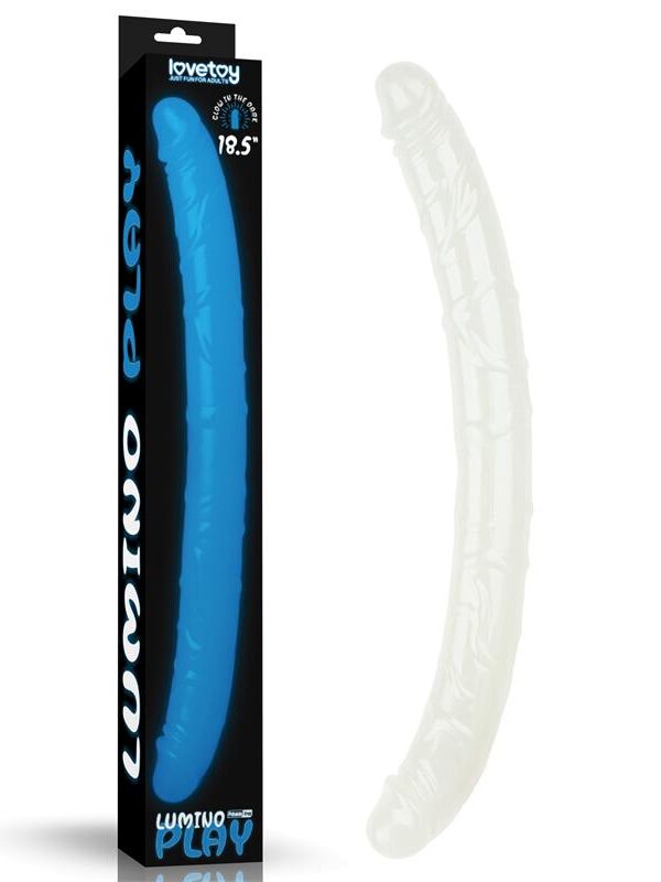 Dildo Doble Lumino Luz Azul 18.5