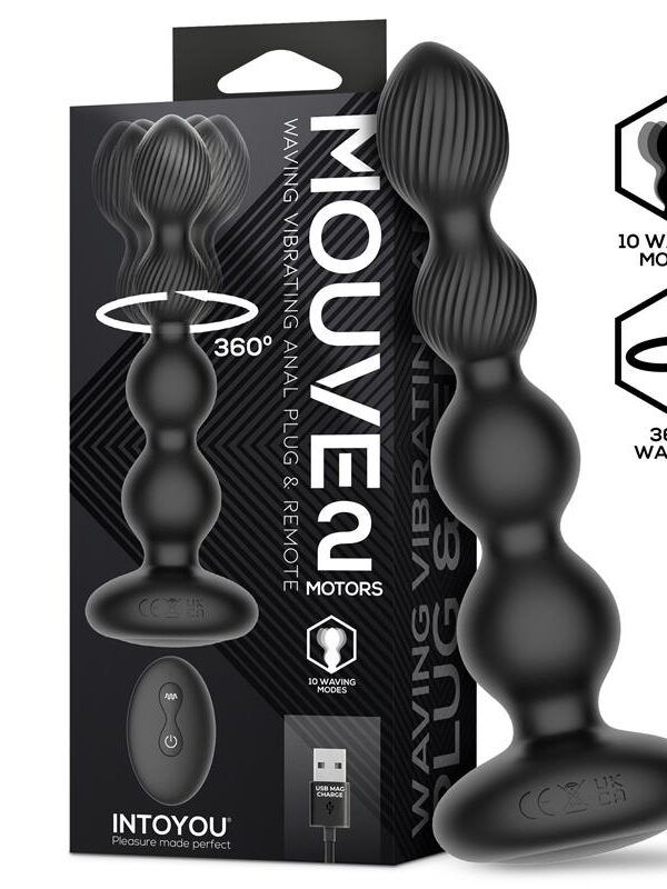 Mouve Plug Anal con Waving y Vibración con Control Remoto 2 Motores