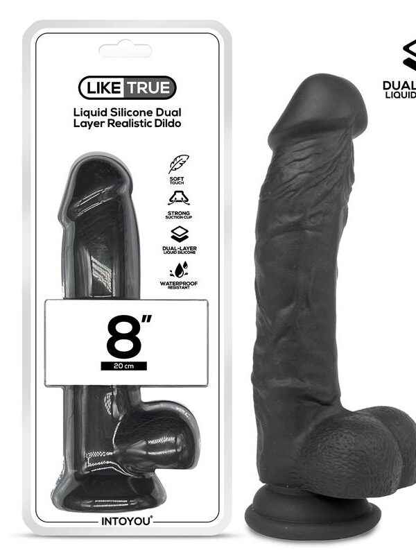 Dildo Realista Silicona Líquida Dual Layer 8 Negra