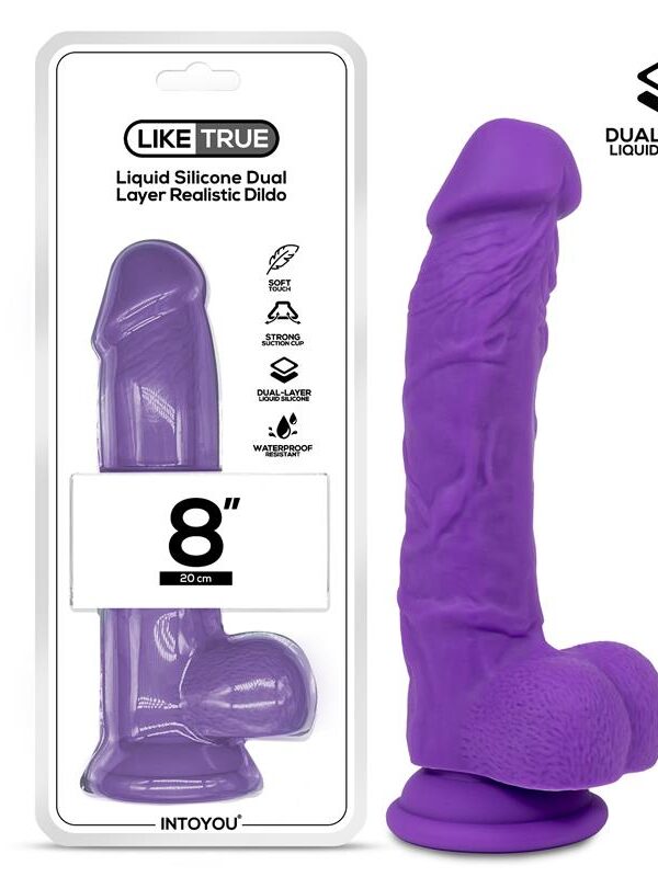 Dildo Realista Silicona Líquida Dual Layer 8 Púrpura