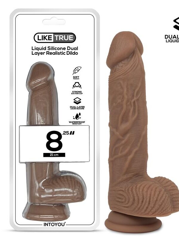 Dildo Realista Silicona Líquida Dual Layer 8.25 Bronceado