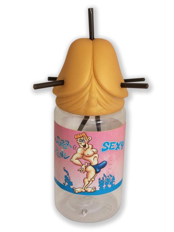 Biberón en Forma de Pene con 5 Pajitas Gold Edition