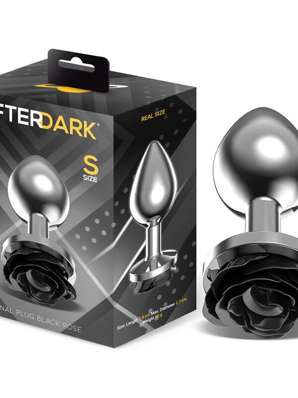Plug Anal de Metal con Rosa Negra en la Base Talla S