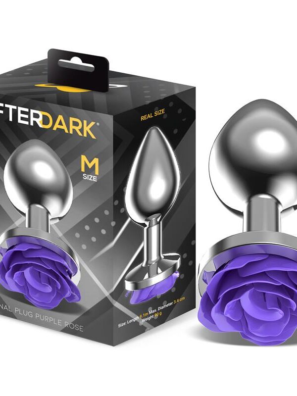 Plug Anal de Metal con Rosa Púrpura en la Base Talla M