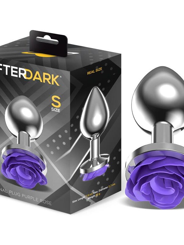 Plug Anal de Metal con Rosa Púrpura en la Base Talla S