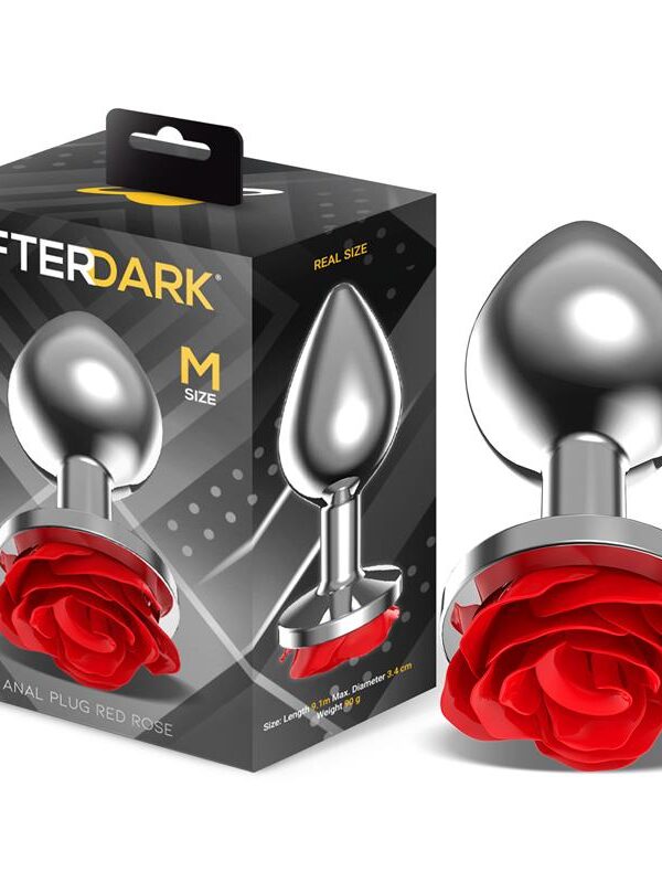 Plug Anal de Metal con Rosa Roja en la Base Talla M